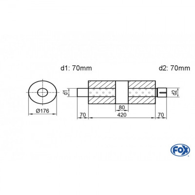 Silent stainless steel rear 1x135x80mm type 53 for OPEL VECTRA A (COFFRE)