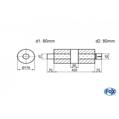 Silent stainless steel rear 1x135x80mm type 53 for OPEL VECTRA A (COFFRE)