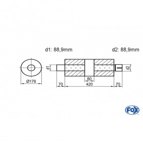 Silent stainless steel rear 1x135x80mm type 53 for OPEL VECTRA A (COFFRE)