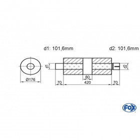 Silent stainless steel rear 1x135x80mm type 53 for OPEL VECTRA A (COFFRE)