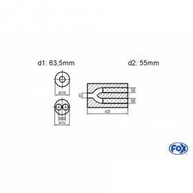 Silent stainless steel rear 1x135x80mm type 53 for OPEL VECTRA A (COFFRE)