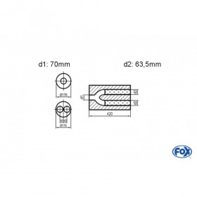 Silent stainless steel rear 1x135x80mm type 53 for OPEL VECTRA A (COFFRE)