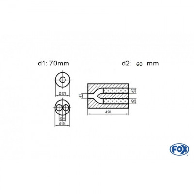 Silent stainless steel rear 1x135x80mm type 53 for OPEL VECTRA A (COFFRE)