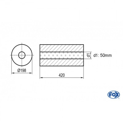 Silencieux universel type 626 en inox / Ø198mm / d1 Ø50mm / longueur 420mm