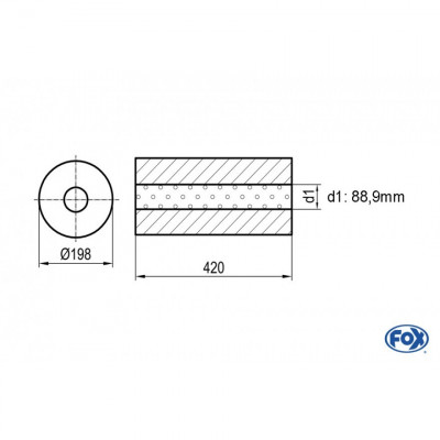 Silencieux universel type 626 en inox / Ø198mm / d1 Ø88.9mm / longueur 420mm