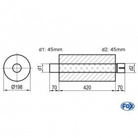 Silent stainless steel rear 1x135x80mm type 53 for OPEL VECTRA A (COFFRE)