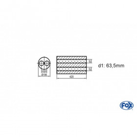 Silencieux universel type 626 en inox / Ø198mm / d1 Ø63.5mm / longueur 420mm
