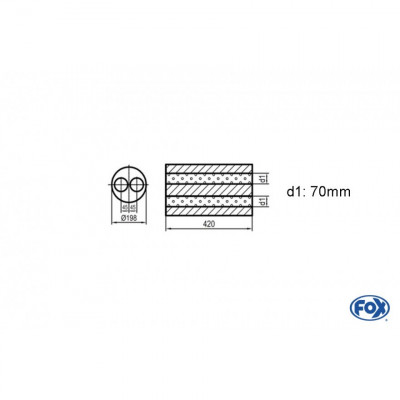 Silent stainless steel rear 1x135x80mm type 53 for OPEL VECTRA A (COFFRE)