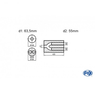 Silent stainless steel rear 1x135x80mm type 53 for OPEL VECTRA A (COFFRE)
