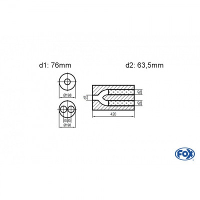 Silent stainless steel rear 1x135x80mm type 53 for OPEL VECTRA A (COFFRE)