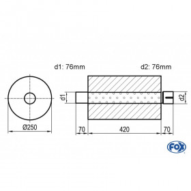 Silent stainless steel rear 1x135x80mm type 53 for OPEL VECTRA A (COFFRE)