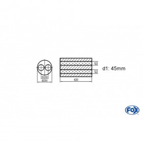 Silencieux universel type 784 en inox / Ø250mm / d1 Ø45mm / longueur 420mm