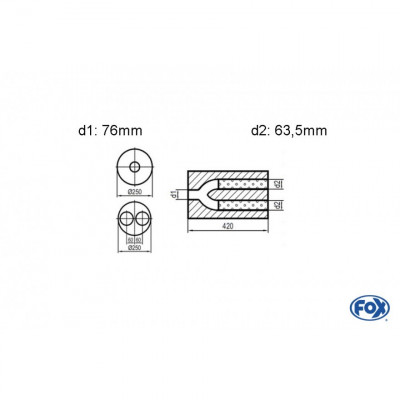 Silent stainless steel rear 1x135x80mm type 53 for OPEL VECTRA A (COFFRE)