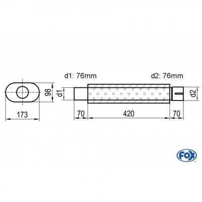 Silent stainless steel rear 1x135x80mm type 53 for OPEL VECTRA A (COFFRE)