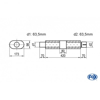 Silent stainless steel rear 1x135x80mm type 53 for OPEL VECTRA A (COFFRE)