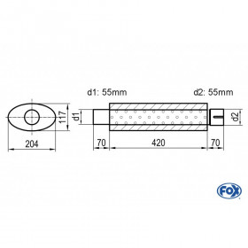 Silent stainless steel rear 1x135x80mm type 53 for OPEL VECTRA A (COFFRE)