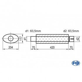 Silent stainless steel rear 1x135x80mm type 53 for OPEL VECTRA A (COFFRE)