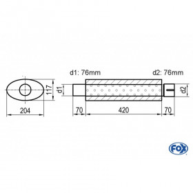 Silent stainless steel rear 1x135x80mm type 53 for OPEL VECTRA A (COFFRE)
