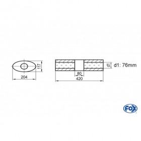 Silent stainless steel rear 1x135x80mm type 53 for OPEL VECTRA A (COFFRE)