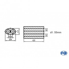 Silent stainless steel rear 1x135x80mm type 53 for OPEL VECTRA A (COFFRE)
