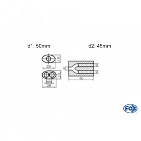 Silent stainless steel rear 1x135x80mm type 53 for OPEL VECTRA A (COFFRE)