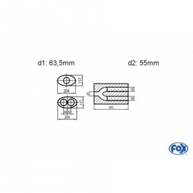 Silent stainless steel rear 1x135x80mm type 53 for OPEL VECTRA A (COFFRE)