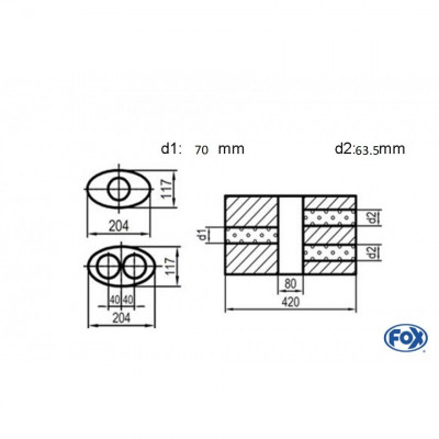 Silent stainless steel rear 1x135x80mm type 53 for OPEL VECTRA A (COFFRE)