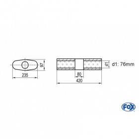 Silent stainless steel rear 1x135x80mm type 53 for OPEL VECTRA A (COFFRE)