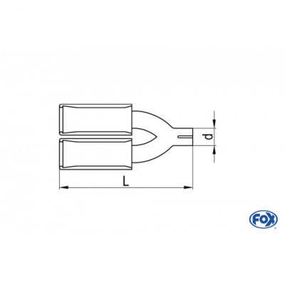 Embout d'échappement inox type 45 2x140x90mm / long 300 à 500mm / biseauté à 15°