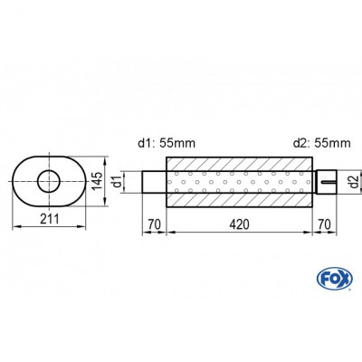 Silent stainless steel rear 1x135x80mm type 53 for OPEL VECTRA A (COFFRE)