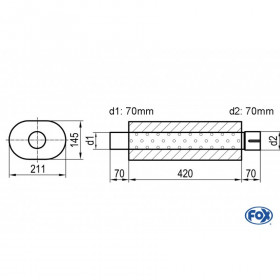Silent stainless steel rear 1x135x80mm type 53 for OPEL VECTRA A (COFFRE)