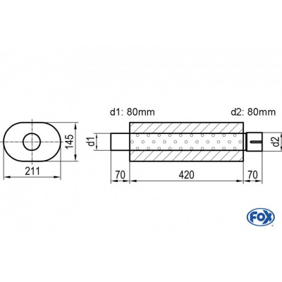 Silent stainless steel rear 1x135x80mm type 53 for OPEL VECTRA A (COFFRE)