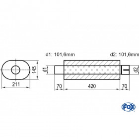 Silent stainless steel rear 1x135x80mm type 53 for OPEL VECTRA A (COFFRE)