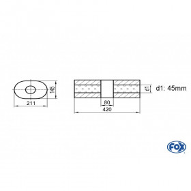 Silent stainless steel rear 1x135x80mm type 53 for OPEL VECTRA A (COFFRE)