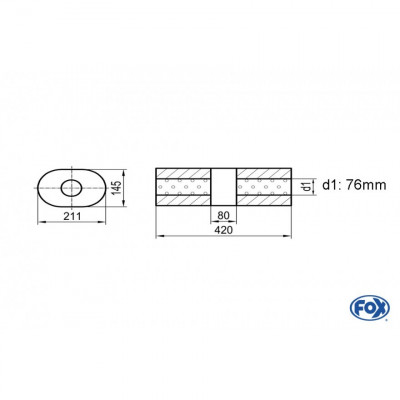 Silent stainless steel rear 1x135x80mm type 53 for OPEL VECTRA A (COFFRE)