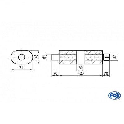 Silent stainless steel rear 1x135x80mm type 53 for OPEL VECTRA A (COFFRE)