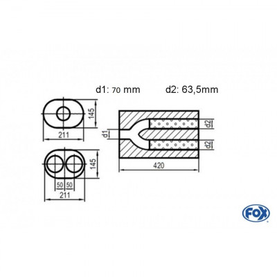 Silent stainless steel rear 1x135x80mm type 53 for OPEL VECTRA A (COFFRE)