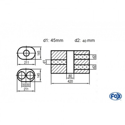 Silent stainless steel rear 1x135x80mm type 53 for OPEL VECTRA A (COFFRE)