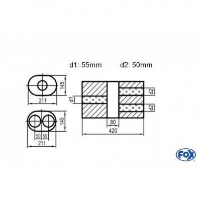 Silent stainless steel rear 1x135x80mm type 53 for OPEL VECTRA A (COFFRE)
