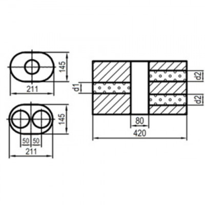 Silent stainless steel rear 1x135x80mm type 53 for OPEL VECTRA A (COFFRE)
