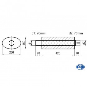 Silent stainless steel rear 1x135x80mm type 53 for OPEL VECTRA A (COFFRE)