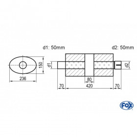 Silent stainless steel rear 1x135x80mm type 53 for OPEL VECTRA A (COFFRE)