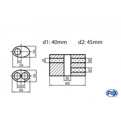 Silent stainless steel rear 1x135x80mm type 53 for OPEL VECTRA A (COFFRE)