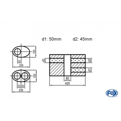 Silent stainless steel rear 1x135x80mm type 53 for OPEL VECTRA A (COFFRE)