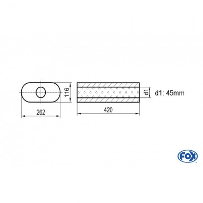Silent stainless steel rear 1x135x80mm type 53 for OPEL VECTRA A (COFFRE)