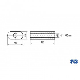 Silent stainless steel rear 1x135x80mm type 53 for OPEL VECTRA A (COFFRE)