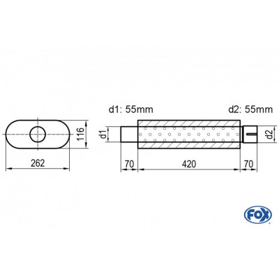 Silent stainless steel rear 1x135x80mm type 53 for OPEL VECTRA A (COFFRE)