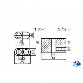 Silent stainless steel rear 1x135x80mm type 53 for OPEL VECTRA A (COFFRE)