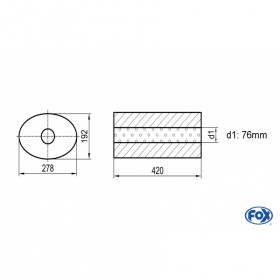 Silent stainless steel rear 1x135x80mm type 53 for OPEL VECTRA A (COFFRE)