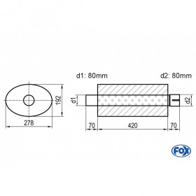 Silent stainless steel rear 1x135x80mm type 53 for OPEL VECTRA A (COFFRE)